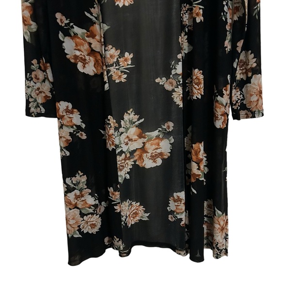 FASHION NOVA Black Floral Semi-Sheer Mesh Duster Cardigan 2X - Picture 6 of 12